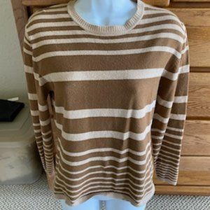 Vintage PARADOX Sweater * BEIGE & BROWN STRIPES * stretch blend * Ofc Casual * M